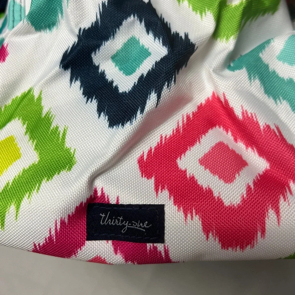 Thirty-One Mini Gifts Bin Storage Organizer Candy Corners‎ Turquoise Bird Print
